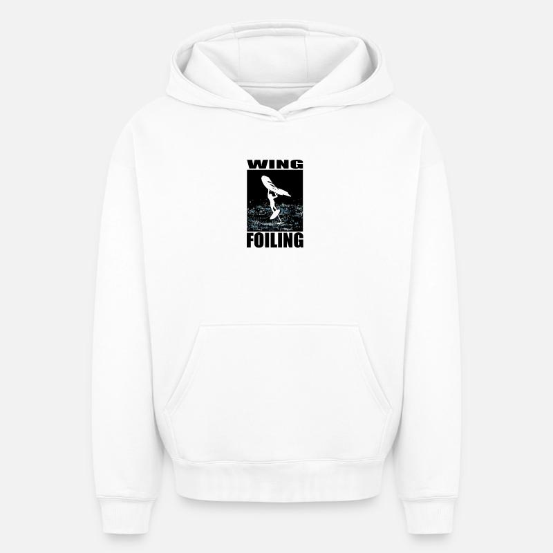 Wingfoiler - Sweat à capuche unisexe oversize épais SPREAD - blanc