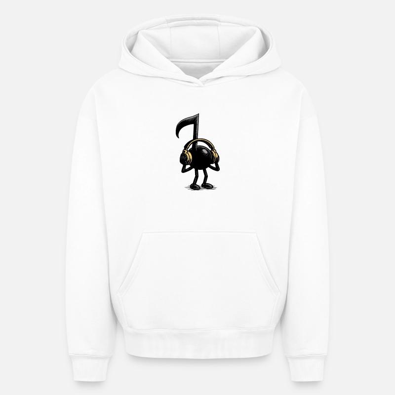 Note de musique - Sweat à capuche unisexe oversize épais SPREAD - blanc