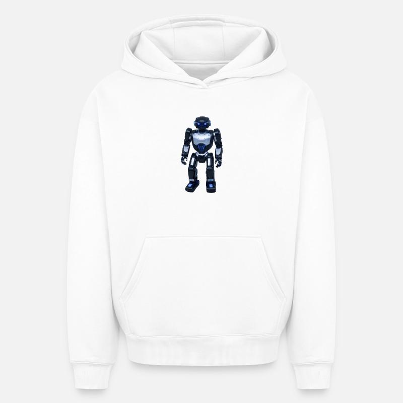 Robot - Sweat à capuche unisexe oversize épais SPREAD - blanc