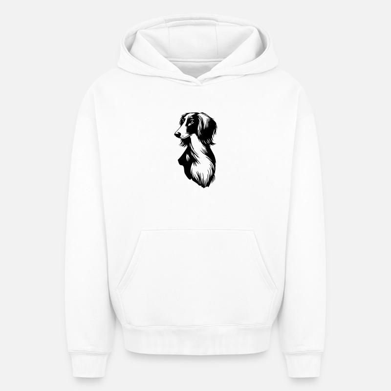 Tête de Saluki - Sweat à capuche unisexe oversize épais SPREAD - blanc