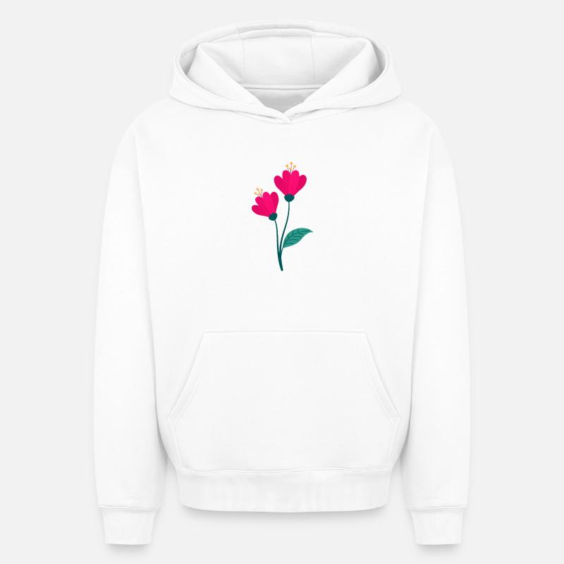 Fleur - Sweat à capuche unisexe oversize épais SPREAD - blanc