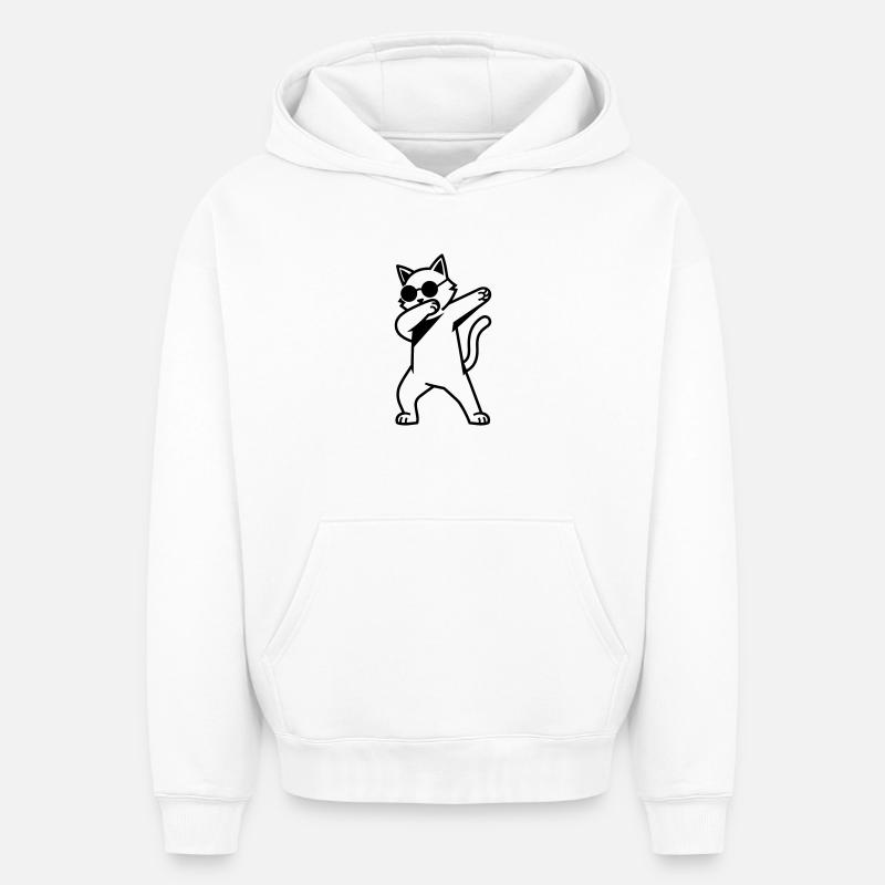 cat dab - Sweat à capuche unisexe oversize épais SPREAD - blanc
