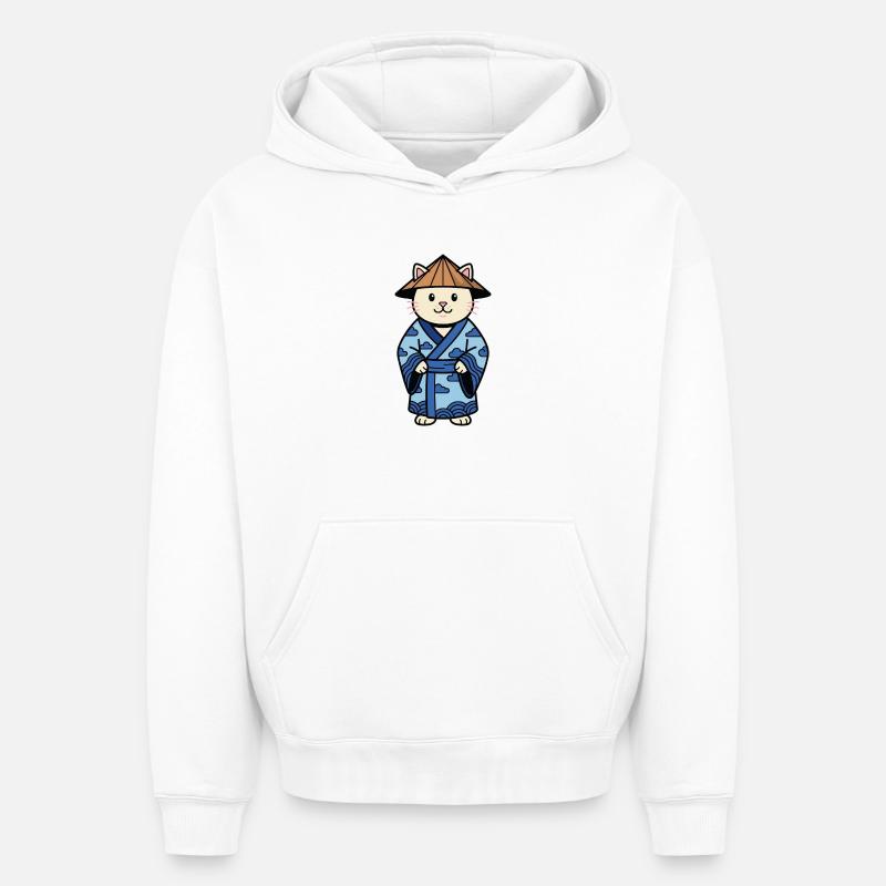 Chat de Chine mignon - Sweat à capuche unisexe oversize épais SPREAD - blanc
