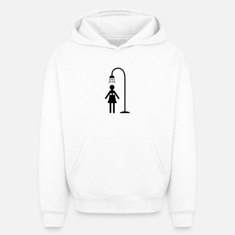 douche - Sweat à capuche unisexe oversize épais SPREAD - blanc
