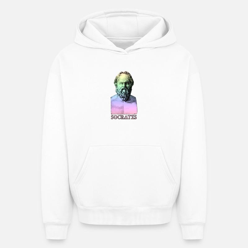 Socrate - Sweat à capuche unisexe oversize épais SPREAD - blanc