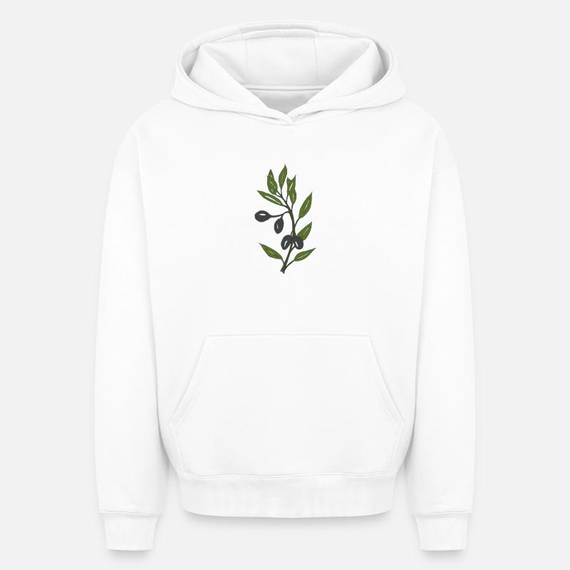 Rameau d’olivier - Sweat à capuche unisexe oversize épais SPREAD - blanc