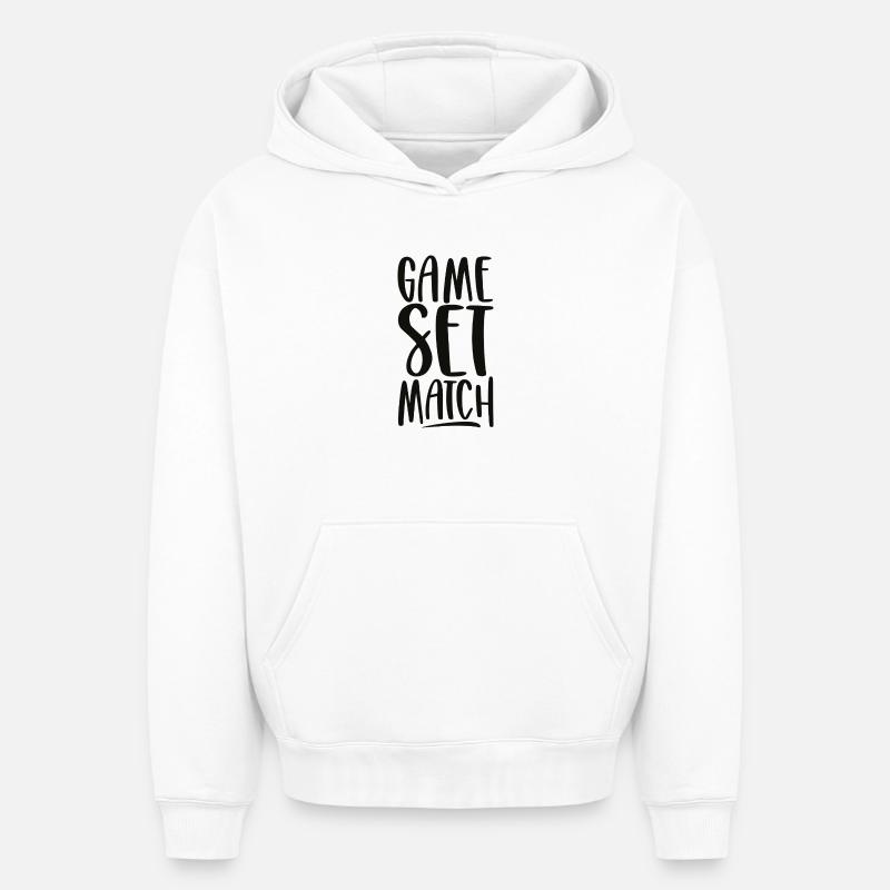 Jeu Set Match - Sweat à capuche unisexe oversize épais SPREAD - blanc