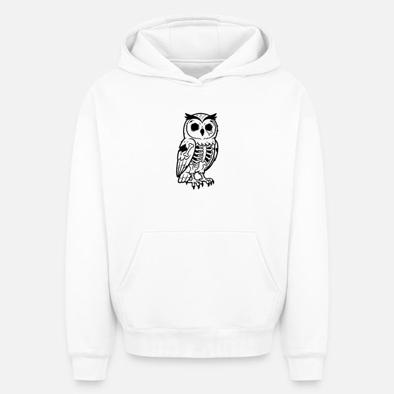 Chouette Zombie - Sweat à capuche unisexe oversize épais SPREAD - blanc