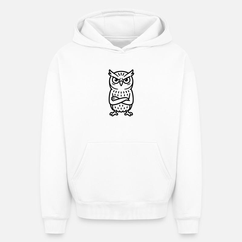 Bande dessinée Angry Owl - Sweat à capuche unisexe oversize épais SPREAD - blanc