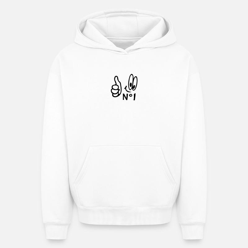 Number One, Comic - Sweat à capuche unisexe oversize épais SPREAD - blanc