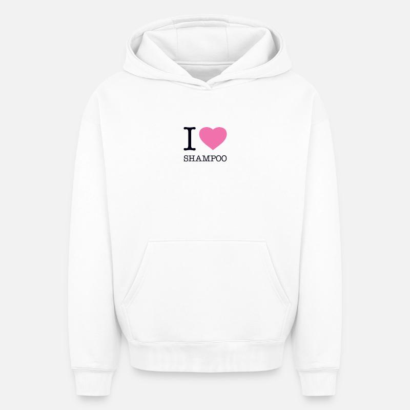 J’ADORE LE SHAMPOOING - Sweat à capuche unisexe oversize épais SPREAD - blanc