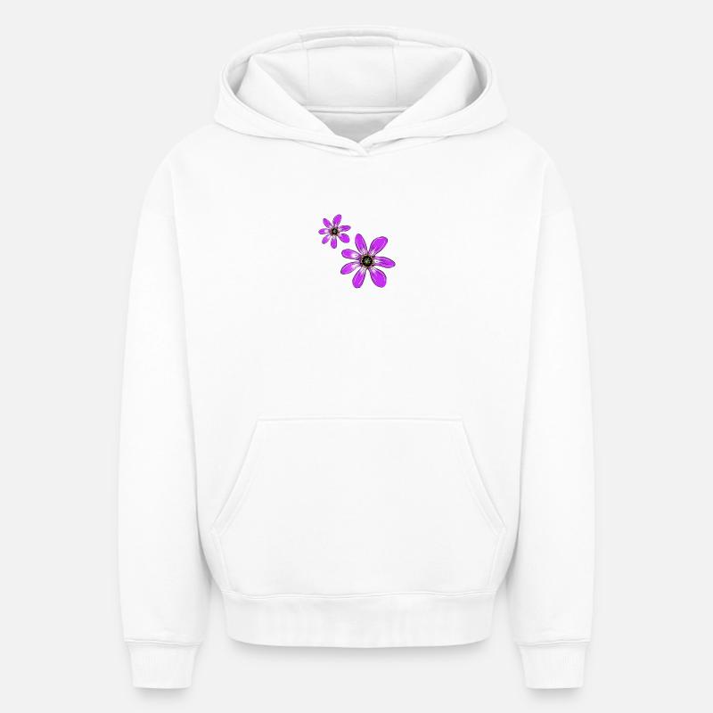 Fleurs Rose - Sweat à capuche unisexe oversize épais SPREAD - blanc