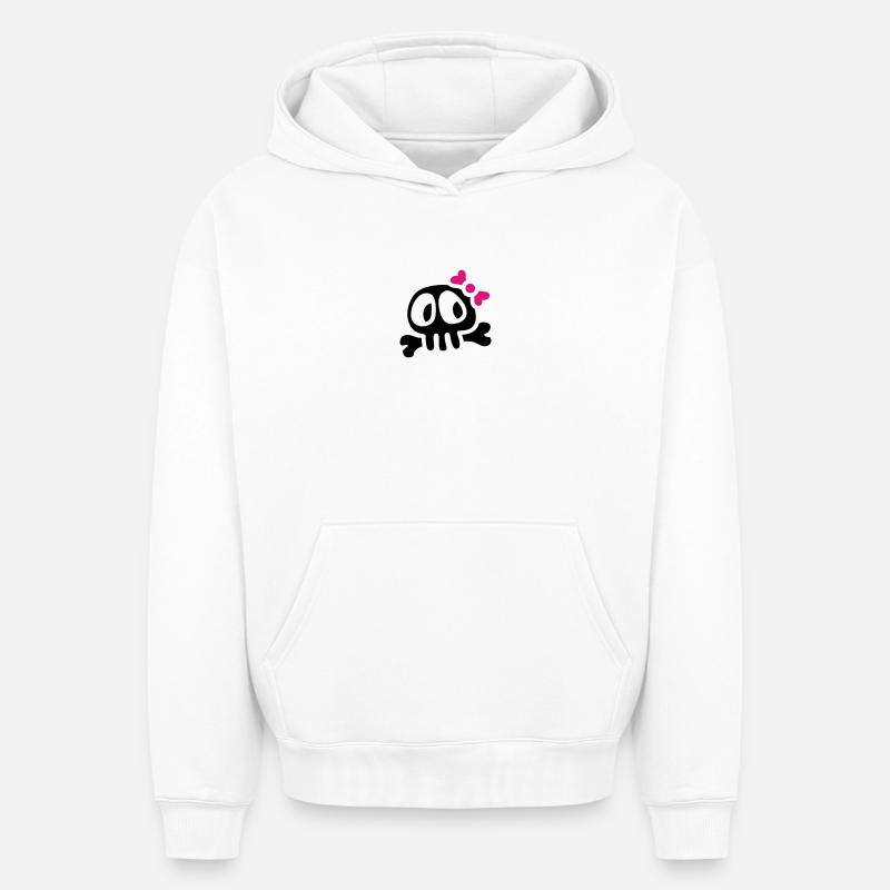 lady skull - Sweat à capuche unisexe oversize épais SPREAD - blanc