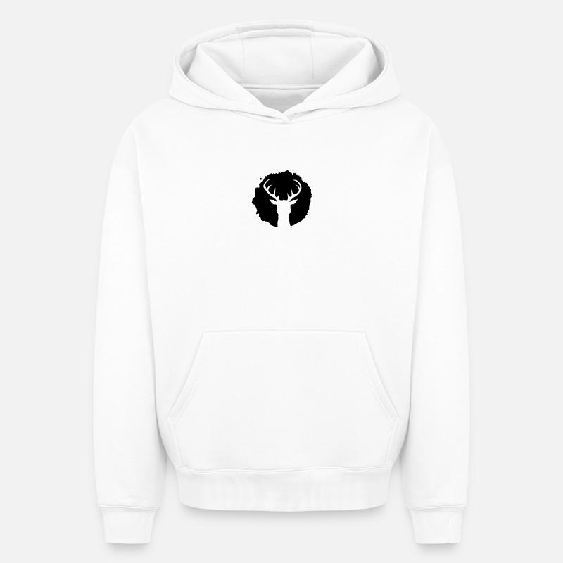 Hirsch Patch - Oversized Heavyweight Unisex Hoodie - Weiß