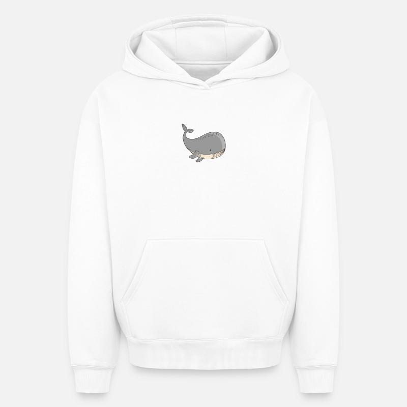 Baleine - Sweat à capuche unisexe oversize épais SPREAD - blanc