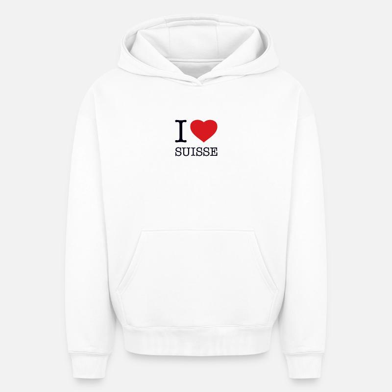 J’AIME SUISSE Suisse Suisse - Sweat à capuche unisexe oversize épais SPREAD - blanc