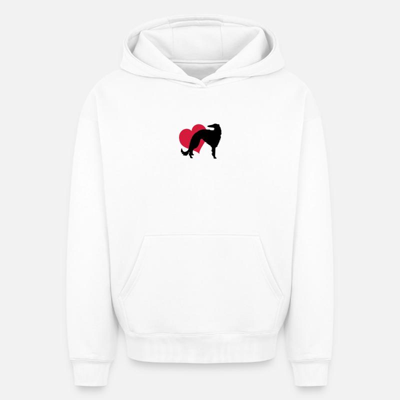 Barzoï mon amour - Sweat à capuche unisexe oversize épais SPREAD - blanc