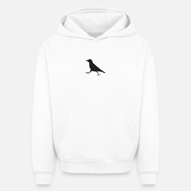 Corbeau I - Sweat à capuche unisexe oversize épais SPREAD - blanc