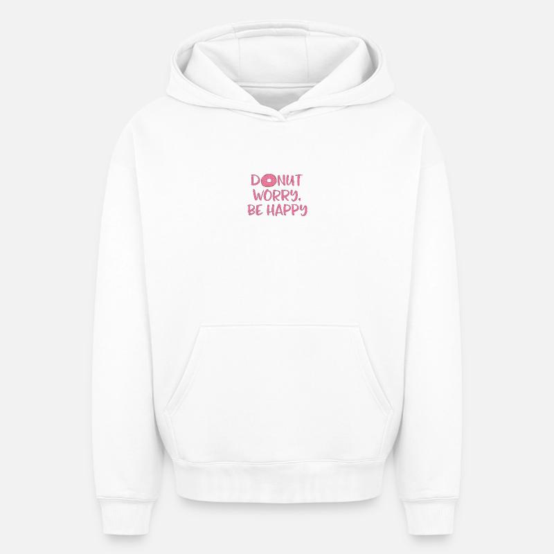 Donut worry - Sweat à capuche unisexe oversize épais SPREAD - blanc