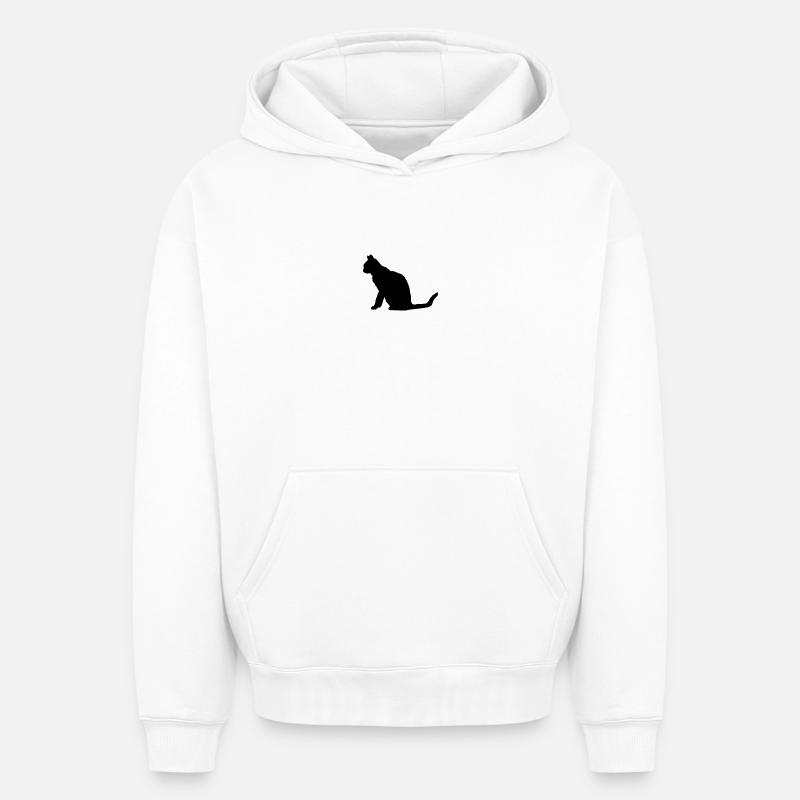 Chat - Sweat à capuche unisexe oversize épais SPREAD - blanc