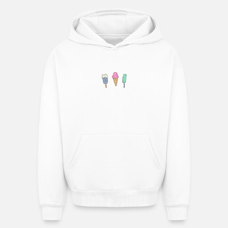 Glace mignonne - Sweat à capuche unisexe oversize épais SPREAD - blanc