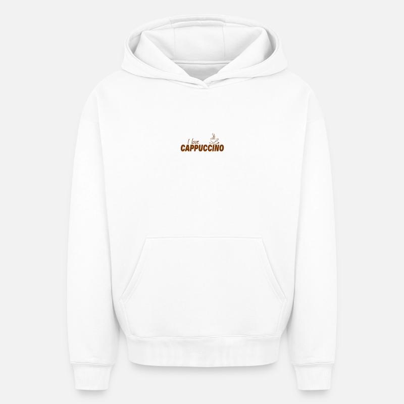 J’ADORE LE CAPPUCCINO - Sweat à capuche unisexe oversize épais SPREAD - blanc