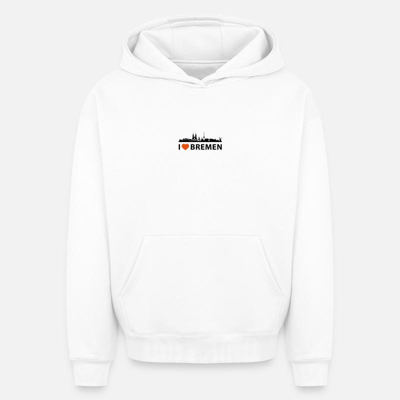 J’adore Brême - Sweat à capuche unisexe oversize épais SPREAD - blanc