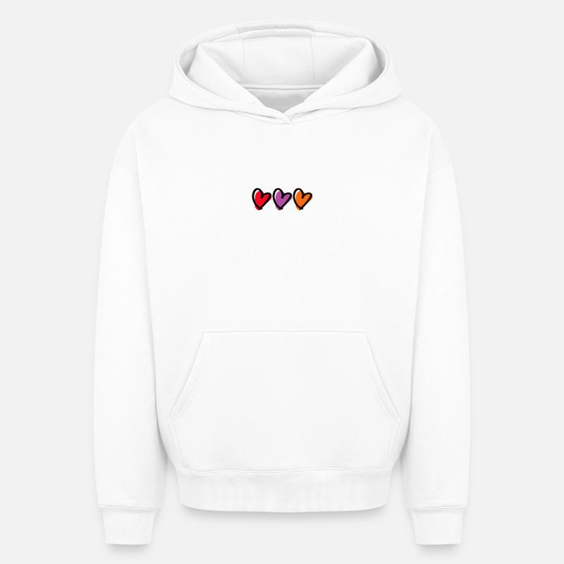Conception d’esquisse de triple cœur - Sweat à capuche unisexe oversize épais SPREAD - blanc