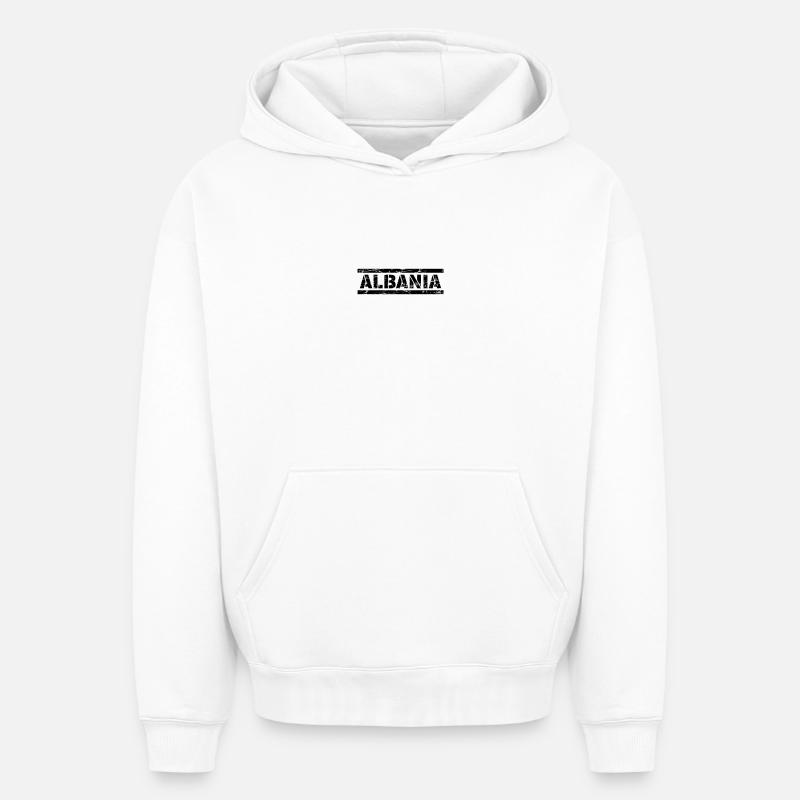 Albanie - Sweat à capuche unisexe oversize épais SPREAD - blanc