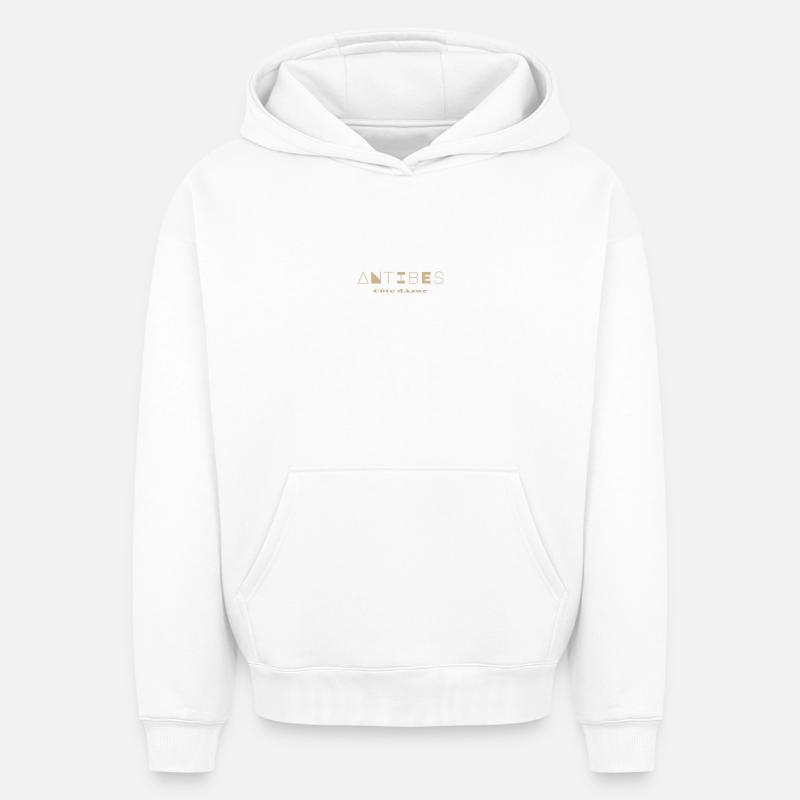Antibes-Oeuvre côtière géométrique abstraite - Sweat à capuche unisexe oversize épais SPREAD - blanc