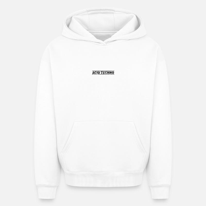 Techno acide - Sweat à capuche unisexe oversize épais SPREAD - blanc