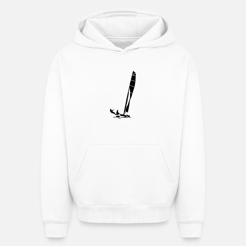 katamaran - Sweat à capuche unisexe oversize épais SPREAD - blanc