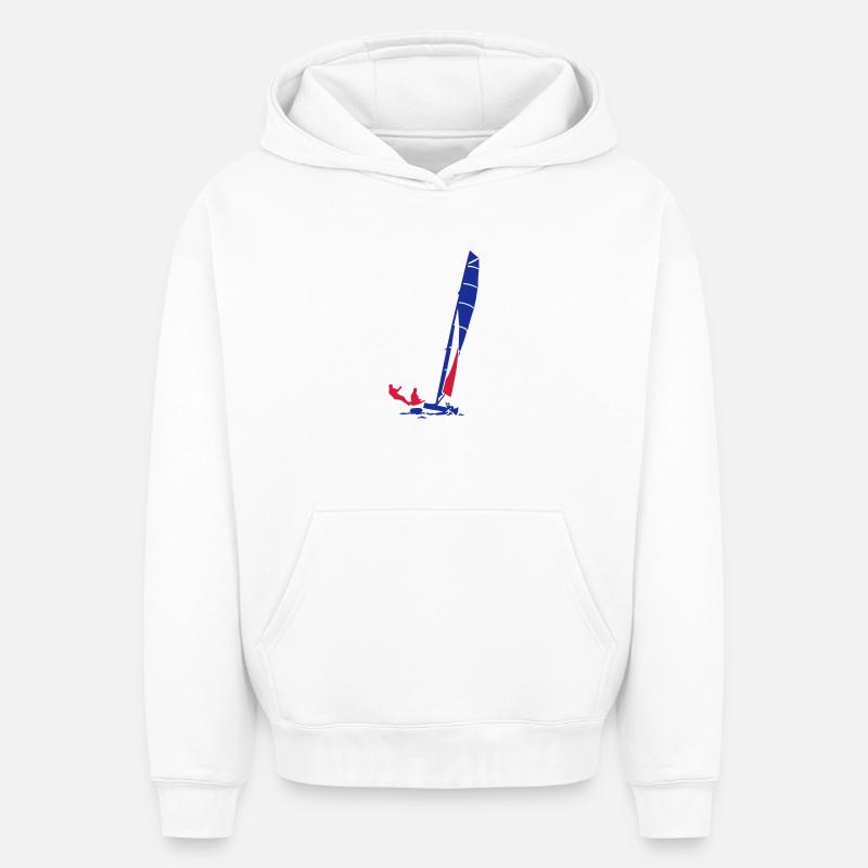 katamaran_1 - Sweat à capuche unisexe oversize épais SPREAD - blanc