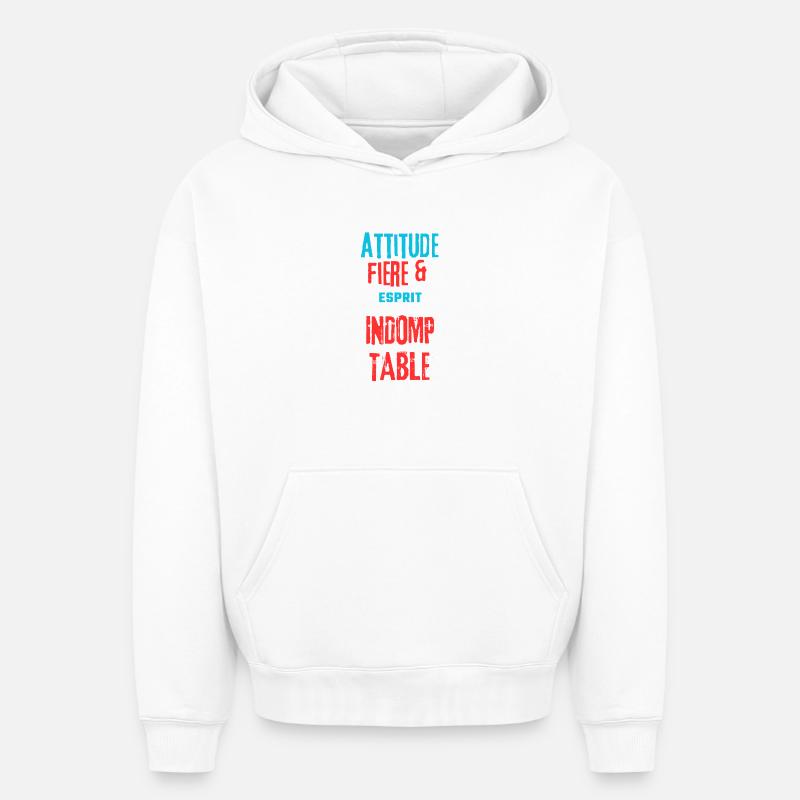 Fière et indomptable - Sweat à capuche unisexe oversize épais SPREAD - blanc