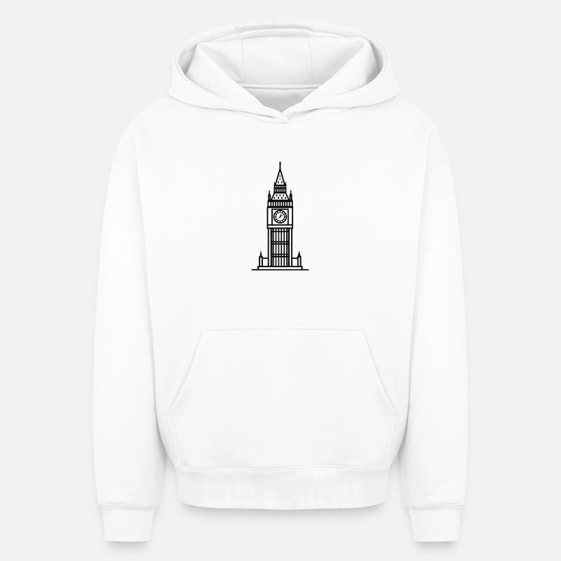 Big Ben - Sweat à capuche unisexe oversize épais SPREAD - blanc