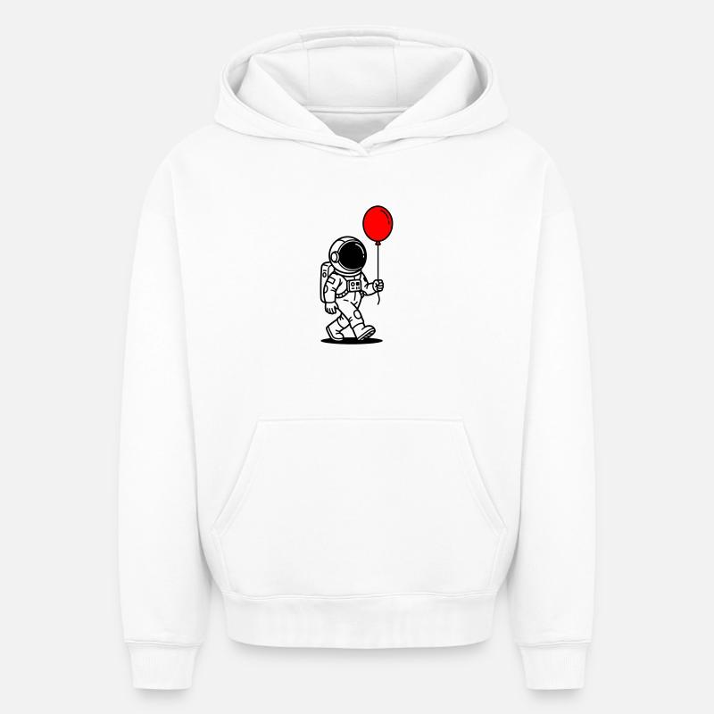 Astronaute avec ballon - Sweat à capuche unisexe oversize épais SPREAD - blanc