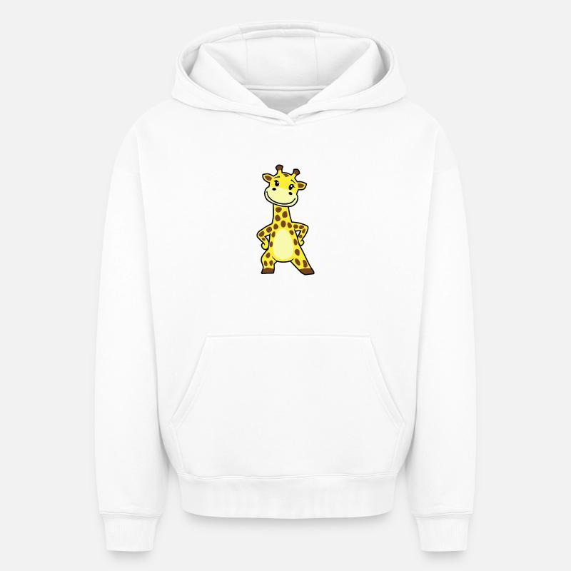 Girafe - Sweat à capuche unisexe oversize épais SPREAD - blanc