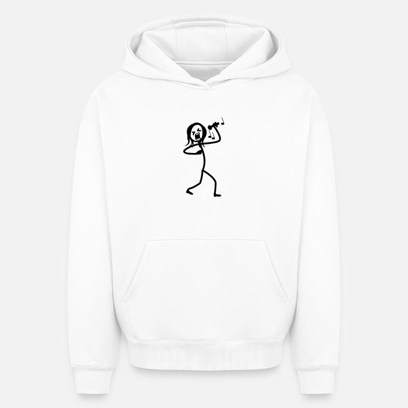 Chanteur de stickmen - Sweat à capuche unisexe oversize épais SPREAD - blanc
