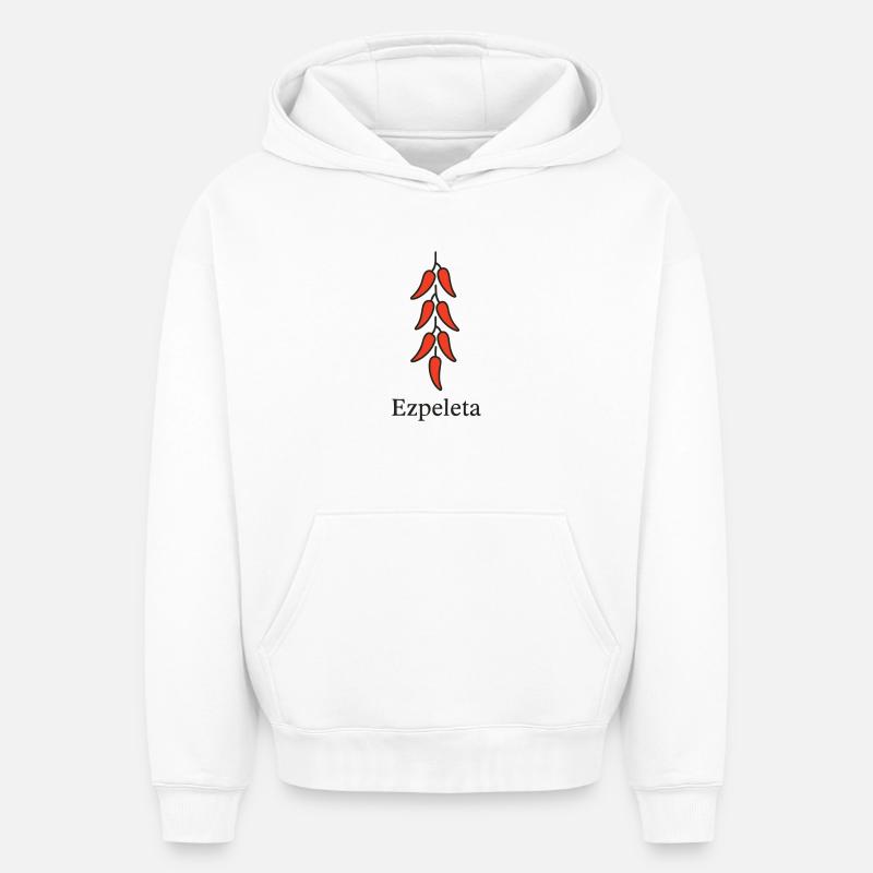 Branche de Piment Rouge Éclatante - Sweat à capuche unisexe oversize épais SPREAD - blanc