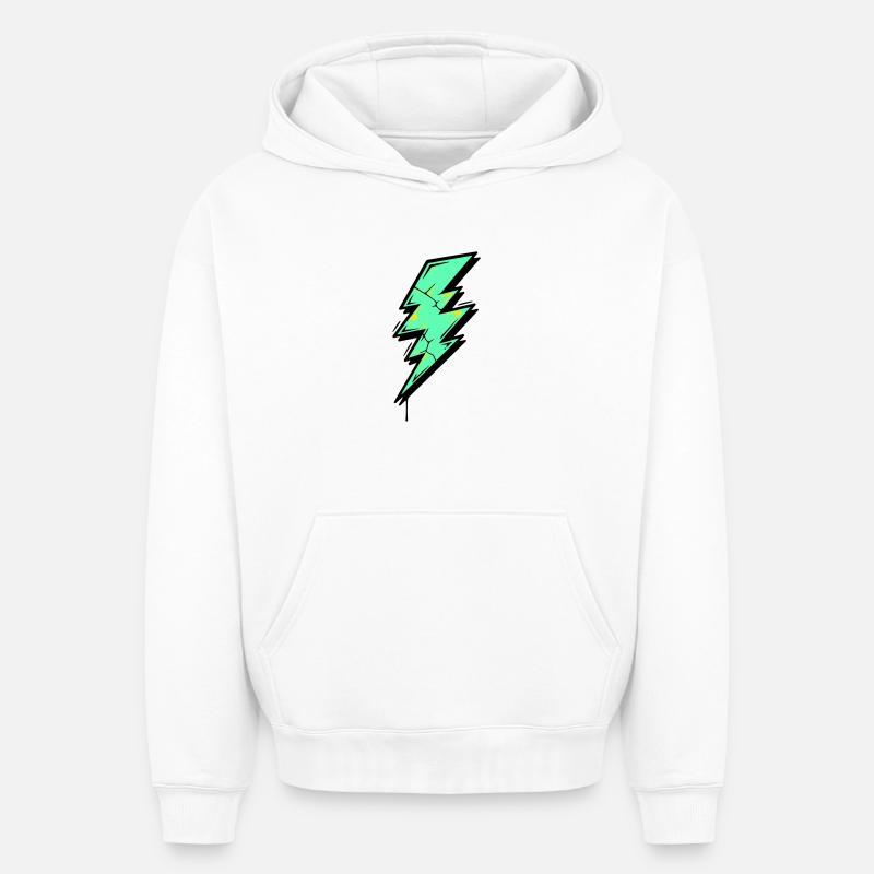 Style Éclair Éclair Abstrait - Sweat à capuche unisexe oversize épais SPREAD - blanc