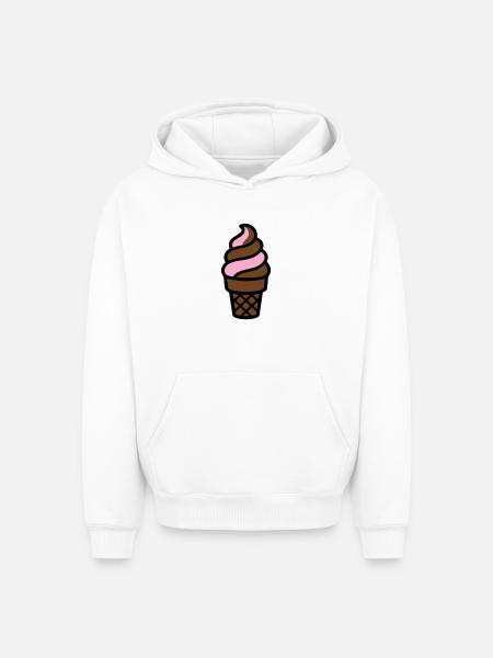 Softeis Eiswaffel Logo - Oversized Heavyweight Unisex Hoodie - white