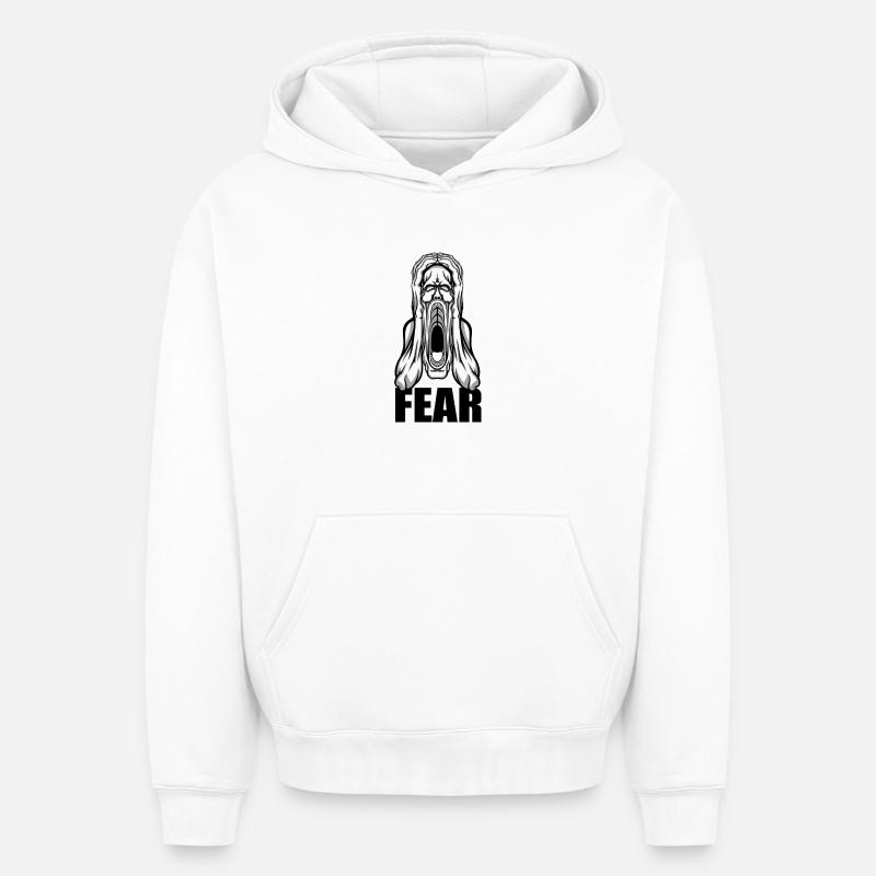 Peur - Sweat à capuche unisexe oversize épais SPREAD - blanc