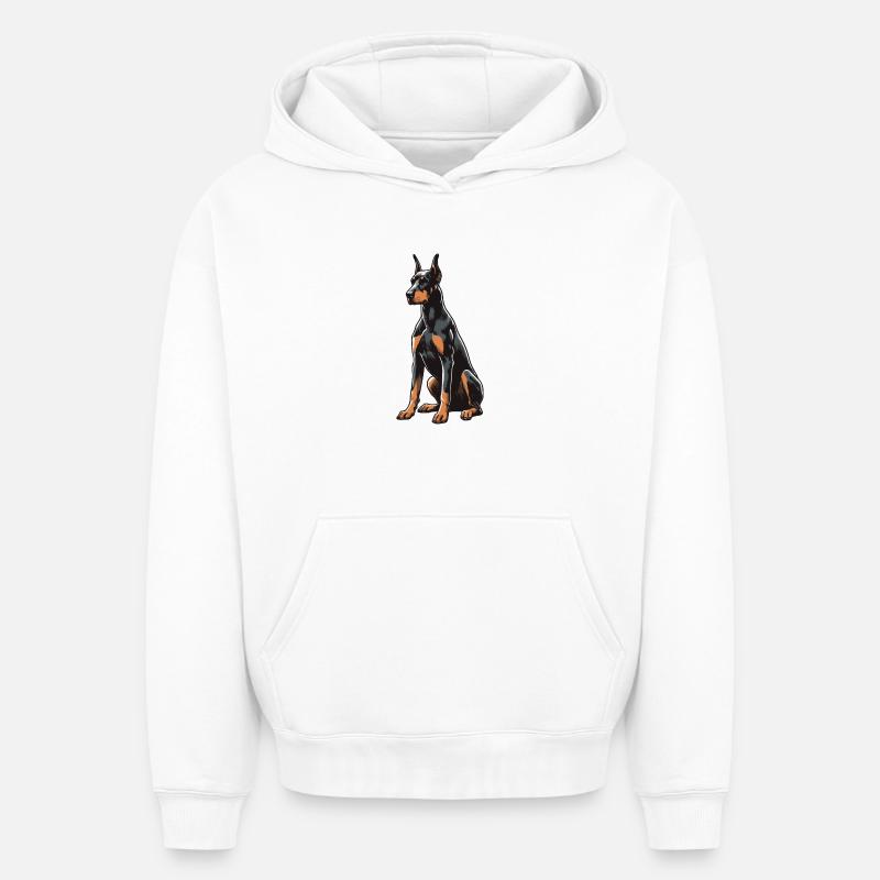 Doberman - Sweat à capuche unisexe oversize épais SPREAD - blanc