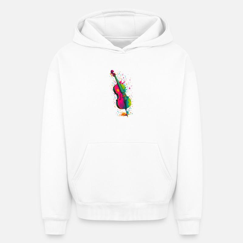 Violoncelle Splash - Sweat à capuche unisexe oversize épais SPREAD - blanc