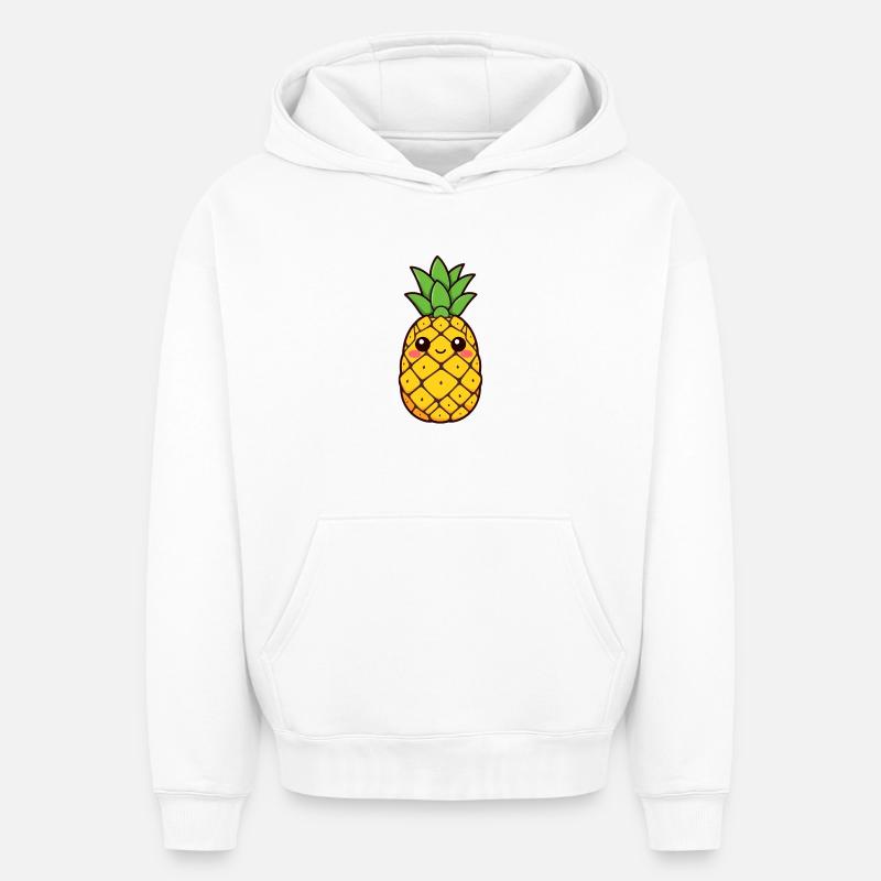 Ananas - Sweat à capuche unisexe oversize épais SPREAD - blanc
