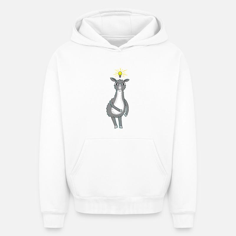 Lama a une idée - Sweat à capuche unisexe oversize épais SPREAD - blanc