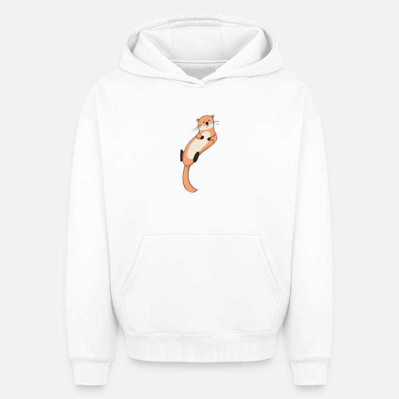 Loutres - Sweat à capuche unisexe oversize épais SPREAD - blanc