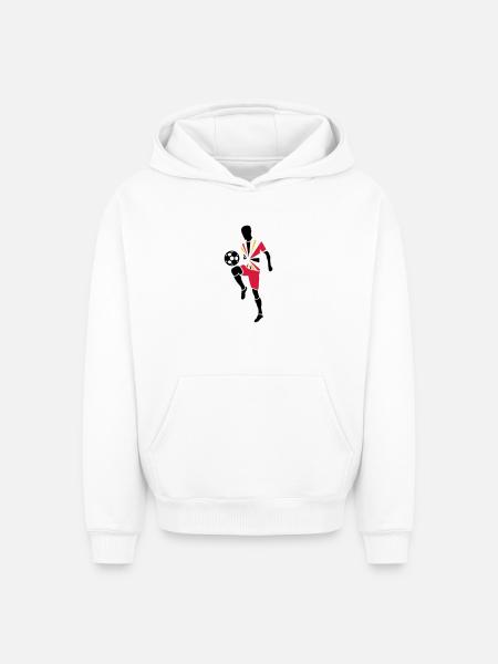 Soccer player with soccer ball - Oversized Heavyweight Unisex Hoodie - white