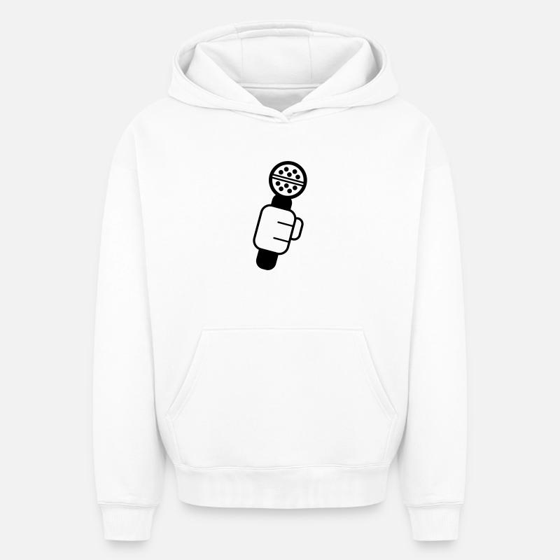 Microphone de contrôle du microphone, Microphone, Mike, MC, Hi - Sweat à capuche unisexe oversize épais SPREAD - blanc