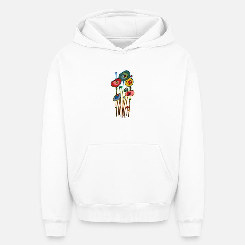 Fleur - Sweat à capuche unisexe oversize épais SPREAD - blanc